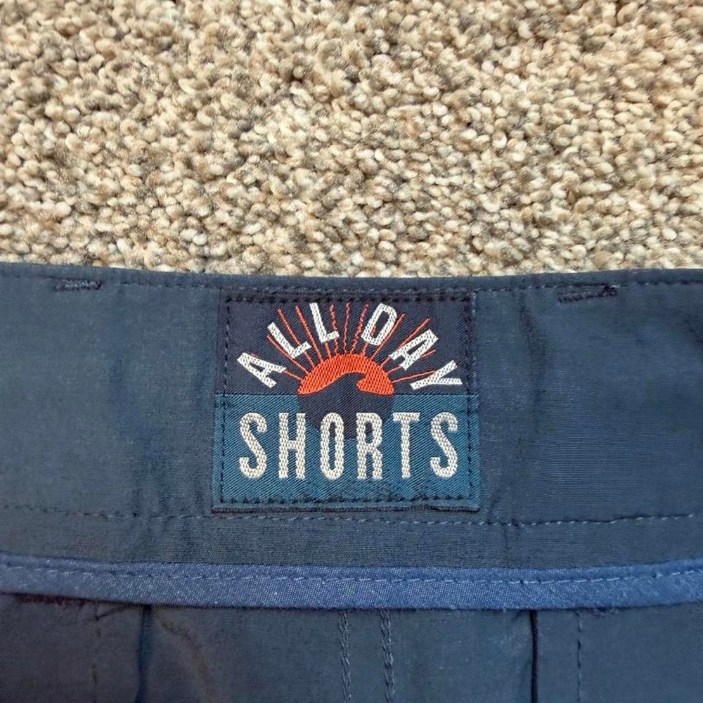 Faherty Allday Shorts Mens 31 Blue Stretch 7 Inch Inseam Drawstring Chino Casual - Picture 3 of 6